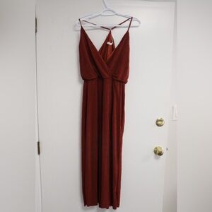 Burnt orange stretchy lush midi dress